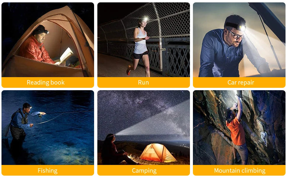 8 Modes Motion Sensor XPE+COB LED Headlamp Flashlight USB Rechargeable Waterproof Camping Head lamp Running Fishing headlight