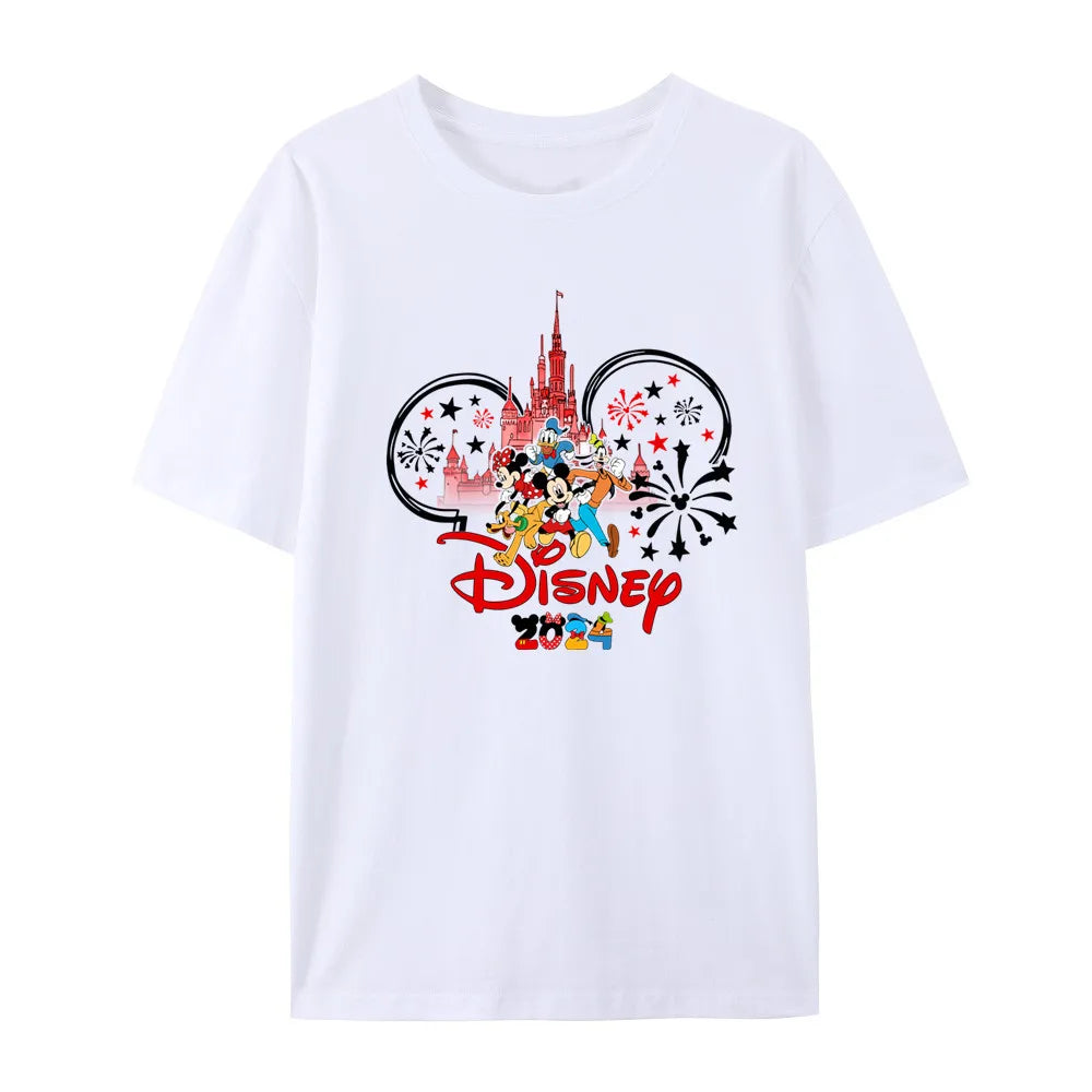 2024 Summer Vacation Family Matching Outfits Father Mother Kids Matching T-shirt White Cotton Family Look